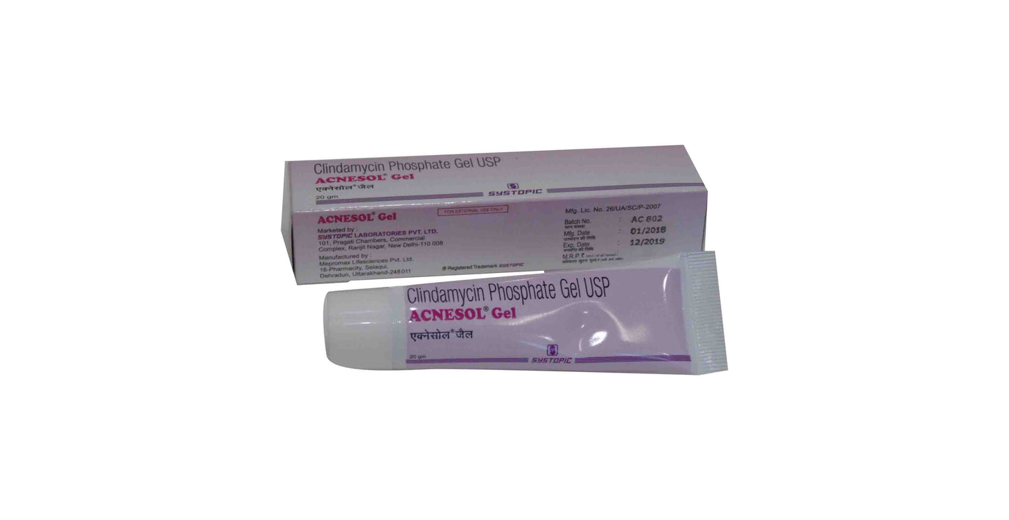 Acnesol Gel 1% 20gm Topical Antibiotic Acne Treatment Clindamycin