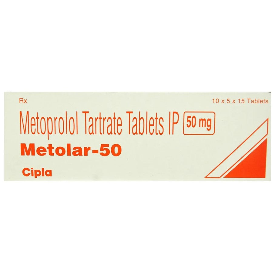 Metolar 50mg Metoprolol Tartrate Tablets for Hypertension and Angina