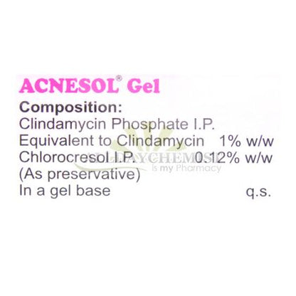 Acnesol Gel 1% 20gm Topical Antibiotic Acne Treatment Clindamycin